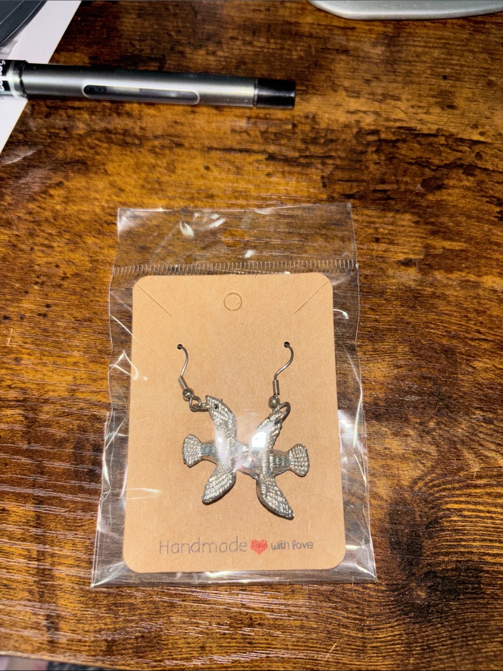 Source Unknown Silver Bird Dangle Earrings